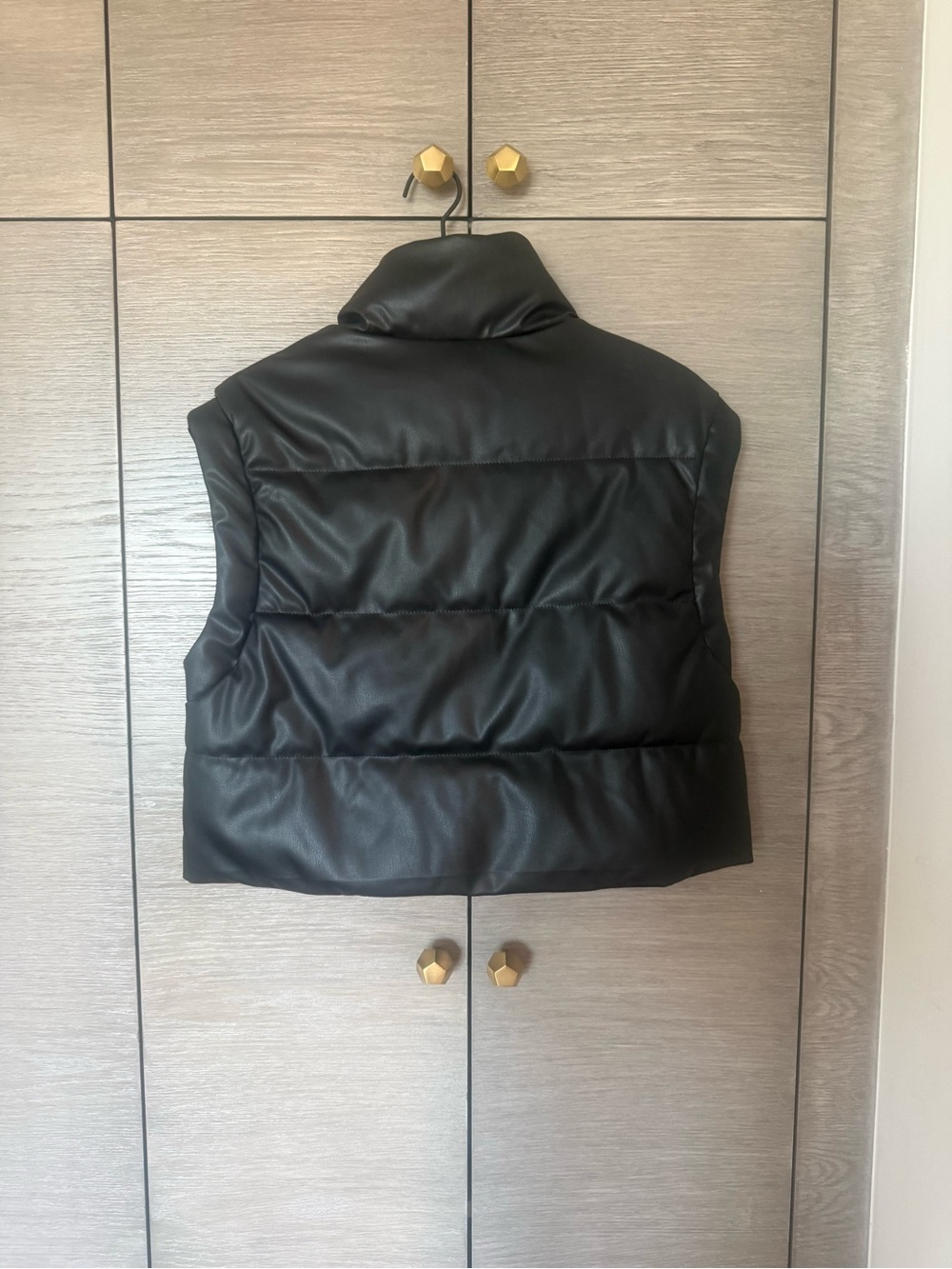Zara Black Leather-Look Puffer Vest - Picture 3 of 3